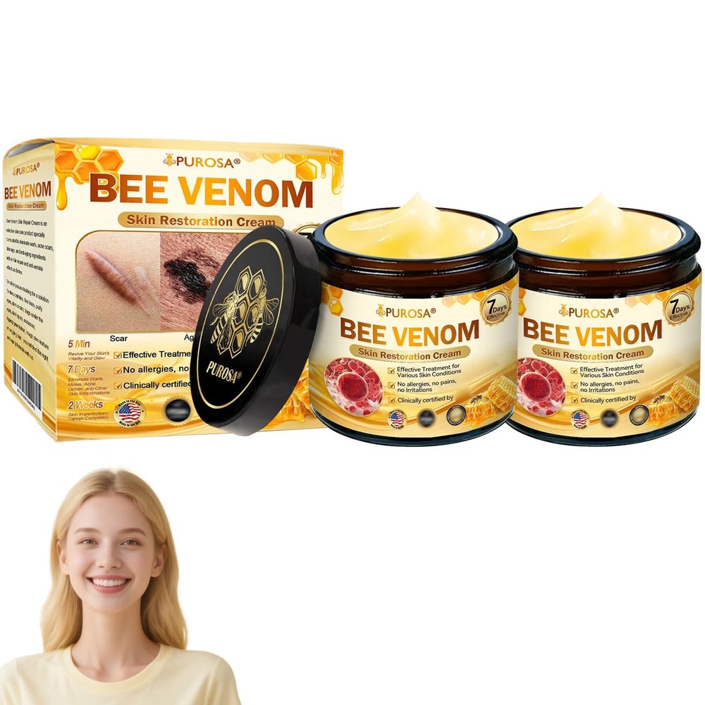 Bee Venom Skin Restoration Cream, Professional Bee Venom Skin Treatment Cream, bee venom Repair cream, Natural Ingredients Suitable for All Skin Types (2 Bottle)