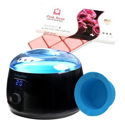 Digital Wax Warmer Machine for Hair Removal, Professional Wax Heater for Women and Men Body Waxing at Home, Hard Wax Blocks for Hair Removal Sensitive Skin with Rose Formula, Perfect for Full Body