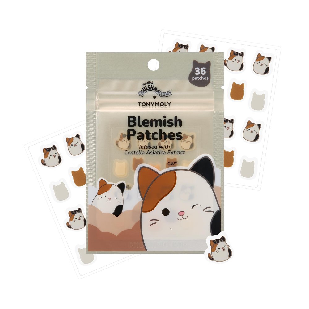 TONYMOLY x Squishmallows Cam the Calico Cat Blemish Patches  Centella Asiatica Hydrocolloid Acne Treatment Stickers for Face  Cute K-Beauty Pimple Patch  36 Count