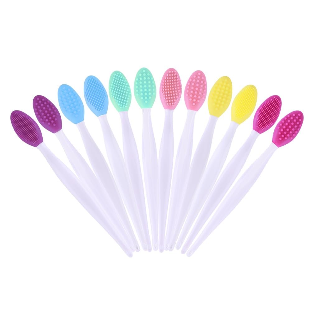 12 Pcs Pore Scrub Brush,Lip Scrubber Exfoliator,Silicone Face Cleansing Brush,Lip Scrub Brush Exfoliating Nose Clean Blackhead Removal Brushes for Face Cleaning