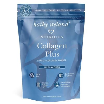 AMAXI Kathy Ireland Multi Collagen Protein Powder Peptides, Types I, II, III, V, X Unflavored, 20g Protein per Serving, Bovine, Chicken, 16 oz