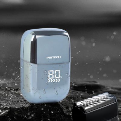 Portable Electric Foil Shaves, Mini Electric Razor with LED Display, Precision Blades, IPX7 Waterproof, Rechargeable Shavers for Men Travel Facial Hair Groomer (Light Blue, 1pcs)