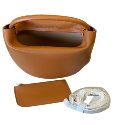 Barrel-shaped Bag in Genuine Leather (Brown)