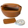 Barrel-shaped Bag in Genuine Leather (Brown) view 1