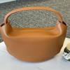 Barrel-shaped Bag in Genuine Leather (Brown) view 3