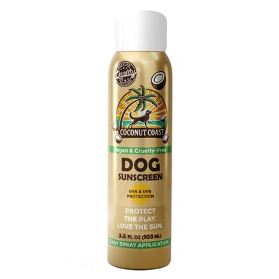 Coconut Coast Dog Sunscreen-SPF 30+ With Skin Moisturizing Vitamin E and Aloe Vera- No Zinc Oxide Safe for All Dogs- Dog Beach Accessories, Dog Camping Gear, Sunscreen for White Dogs