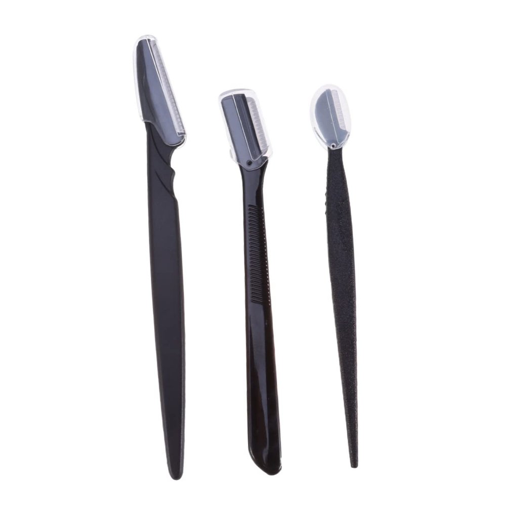 Beavorty 3pcs Sturdy Eyebrow Razor Kit Portable Trimmer Cover Makeup Tool for Ladies Easy to Clean
