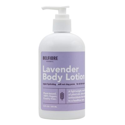 Belfiore Herbal 100% Natural Lavender Body Lotion | Organic Plant Extracts | Calming, Hydrating & Moisturizing | Vegan, Non-GMO | Made in the USA | 12 oz