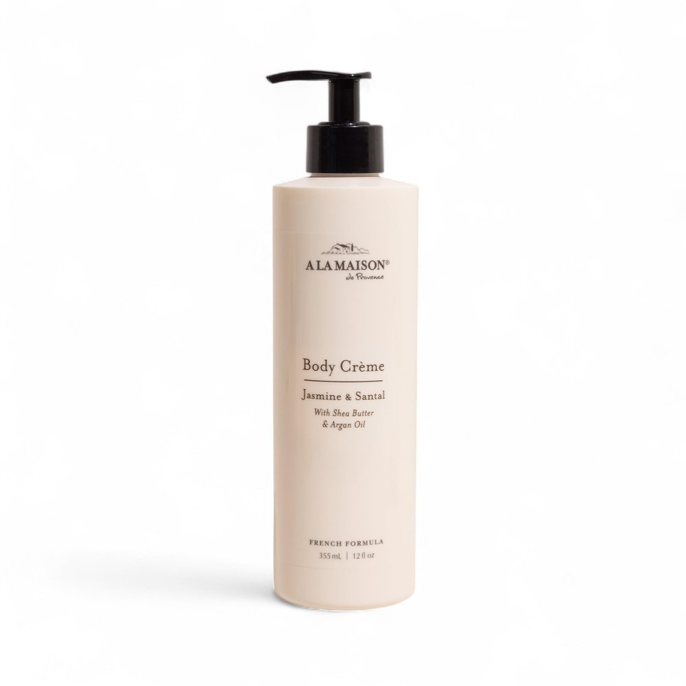 A LA MAISON Body Crme  Jasmine & Santal  Shea Butter Body Lotion with Argan & Avocado Oils  Rich, Nourishing French Formula for Dry Skin  12 oz  Amber Collection