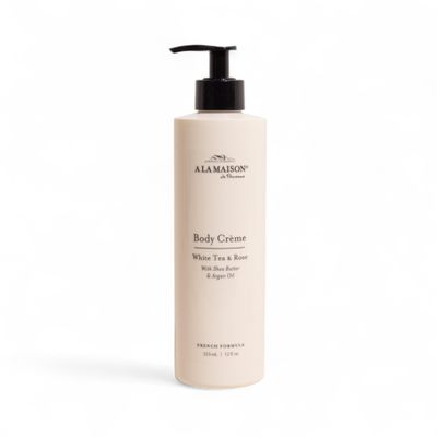 A LA MAISON Body Crme  White Tea & Rose  Shea Butter Body Lotion with Argan & Avocado Oils  Rich, Nourishing French Formula for Dry Skin  12 oz  Amber Collection