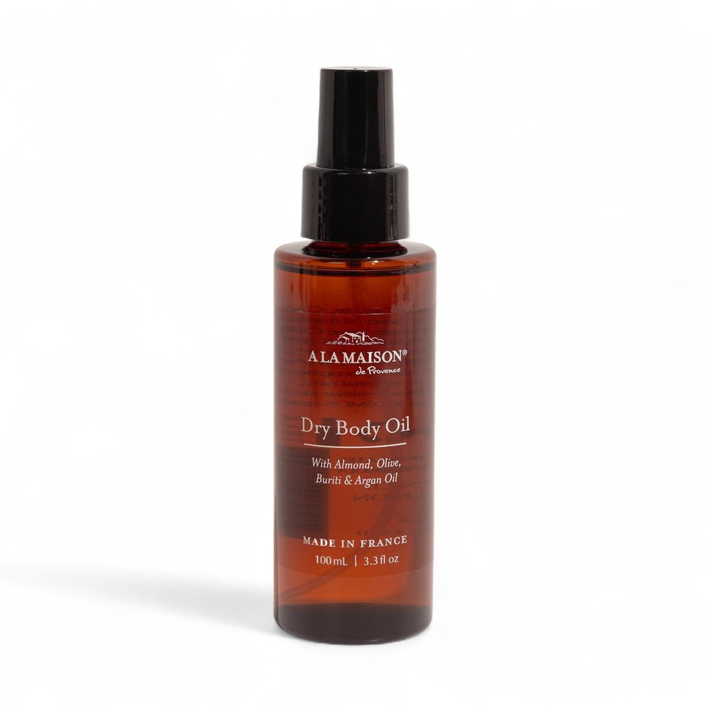A LA MAISON Dry Body Oil Spray  Lightweight After-Shower Body Oil with Argan, Sweet Almond & Buriti Oils  Moisturizing & Fast-Absorbing, Made in France 3.3 oz  Amber Collection