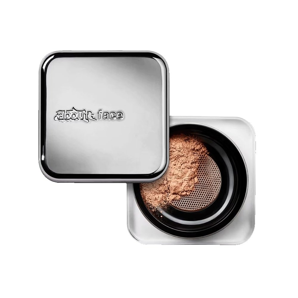 about-face Curtain Call Set & Smooth Loose Powder Draped  Lightweight, Oil-Absorbing Setting Powder with Rice Starch & Corn-Based Talc Alternative  Vegan, Cruelty-Free  0.35oz (Medium)