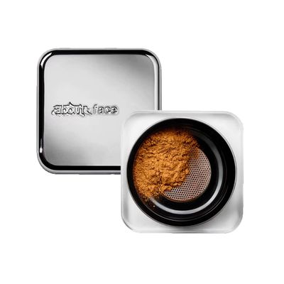 about-face Curtain Call Set & Smooth Loose Powder Partition Lightweight, Oil-Absorbing Setting Powder with Rice Starch & Corn-Based Talc Alternative Vegan, Cruelty-Free 0.35oz (Medium Deep)