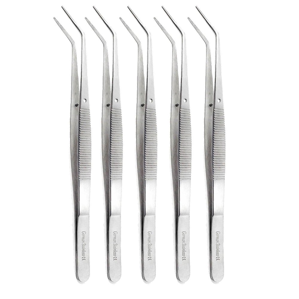 A2Z - Stainless Steel Curved Serrated Tip Multipurpose Tweezers for Craft Repairing (2)