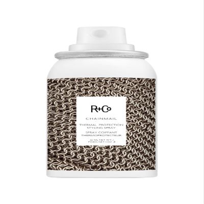 R+Co Chainmail Heat Protection Spray For Hair | Thermal Protection + Flexible Hold + Silky Shine | Vegan + Cruelty-Free | Travel | 1.0 Oz