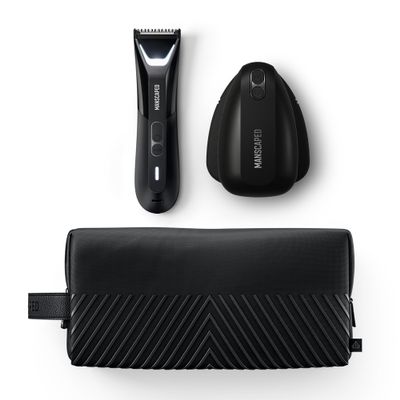 MANSCAPED The Lawn Mower 5.0 Ultra & The Face Buffer PRO - Men's Groin & Body Hair Trimmer & Electric Silicone Face Scrubber for Deep Cleaning & Exfoliating Your Skin, The Shed 2.0 Toiletry Bag