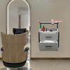 Wall Mount Salon Station, Floating Salon Wall Storage Cabinet, Beauty Barber Stations with 2 Storage Drawers & Hair Dryer Stand, Hair Cutting Station for Stylist Beauty Shops Home (Black+Grey) view 4