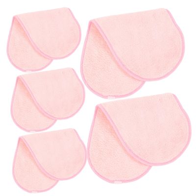 BELLIFFY 5Pcs Portable Face Wash Cloths Soft Coral Fleece Travel Towels for Camping Exfoliating Cleansing Quick Dry Face Towels Pink