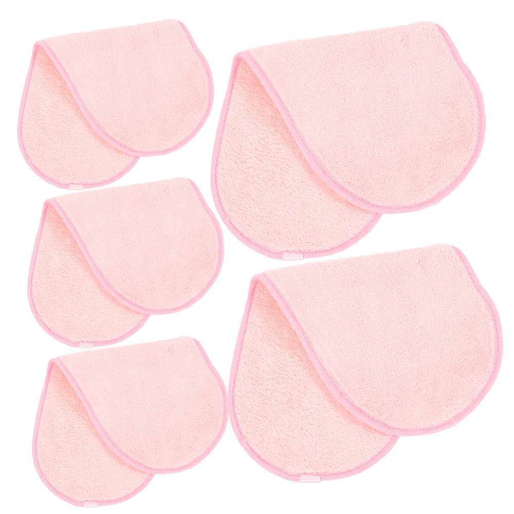BELLIFFY 5Pcs Portable Face Wash Cloths Soft Coral Fleece Travel Towels for Camping Exfoliating Cleansing Quick Dry Face Towels Pink
