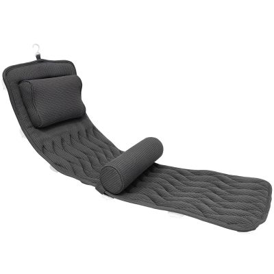 Full Body Bath Pillow, Bathtub Pillow, Spa Bath Pillow for Head, Neck, Shoulder and Back Support with Comfortable Three-Dimensional Air Mesh and 13 Strong Suction Cups for Women's Relaxation,Grey