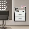 Wall Mount Salon Station, Floating Salon Wall Storage Cabinet, Beauty Barber Stations with 2 Storage Drawers & Hair Dryer Stand, Hair Cutting Station for Stylist Beauty Shops Home (Black+White) view 1