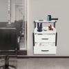 Wall Mount Salon Station, Floating Salon Wall Storage Cabinet, Beauty Barber Stations with 2 Storage Drawers & Hair Dryer Stand, Hair Cutting Station for Stylist Beauty Shops Home (Black+White) view 3