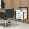 Wall Mount Salon Station, Floating Salon Wall Storage Cabinet, Beauty Barber Stations with 2 Storage Drawers & Hair Dryer Stand, Hair Cutting Station for Stylist Beauty Shops Home (Black+White) view 4