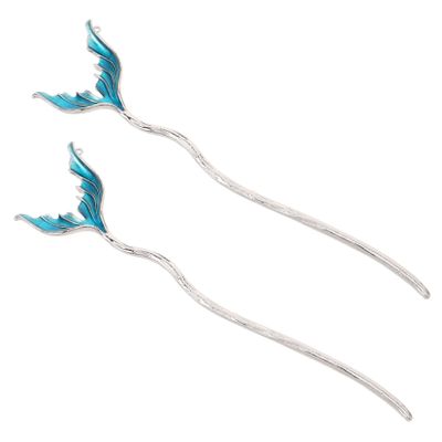 2pcs Chinese Hair Sticks: Alloy Artistic Fairy Fishtail Hair Sticks For Women - Wedding Party Buns Hairpins For Daily Styling And Special Occasions