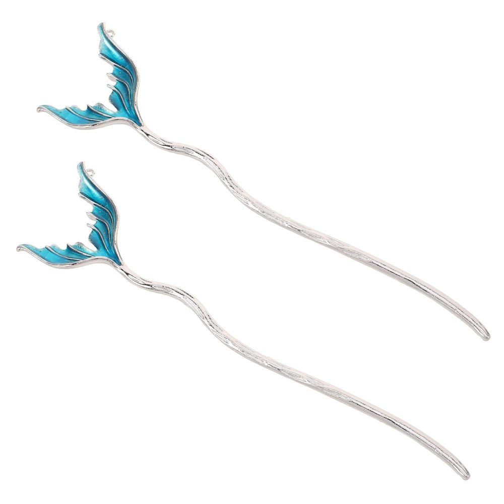 2pcs Chinese Hair Sticks: Alloy Artistic Fairy Fishtail Hair Sticks For Women - Wedding Party Buns Hairpins For Daily Styling And Special Occasions