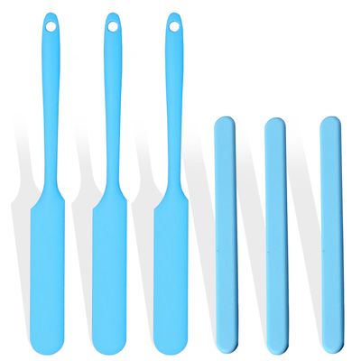 6Pcs silicone wax applicator Non-stick Waxing Applicator Hair Removal Sticks Applicator Spatula Reusable Hard Wax Scraper for Home Salon Body Use (Blue)