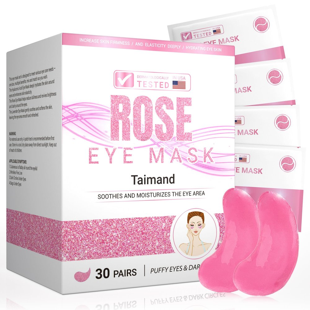 Under Eye Patches (30 Pairs), Under Eye Mask for Puffy Eyes and Dark Circles, Eye Masks with Collagen, Relieves Pressure and Reduces Wrinkles, Revitalises and Refreshes Your Skin, Rose