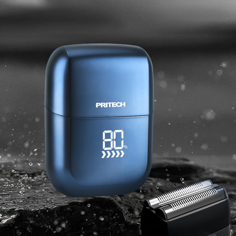 Portable Electric Foil Shaves, Mini Electric Razor with LED Display, Precision Blades, IPX7 Waterproof, Rechargeable Shavers for Men Travel Facial Hair Groomer (Diamond Blue, 1pcs)