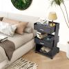 Black Salon Stations for Hair Stylist with Rolling Wheels, Beauty Salon Trolley Cart, Barber Hair Station Organizer,Carrito Auxiliar Para Estetica for SPA Tattoo Bedside Sofa Nail salon (Black Sliver) view 2