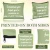 12 PCS Pink Inspirational Canvas Makeup Bags Bulk Makeup Bags for Women Inspirational Quotes Cosmetics Bags with Zipper Gift for Valentine's Day Christmas Graduation (Green) view 2