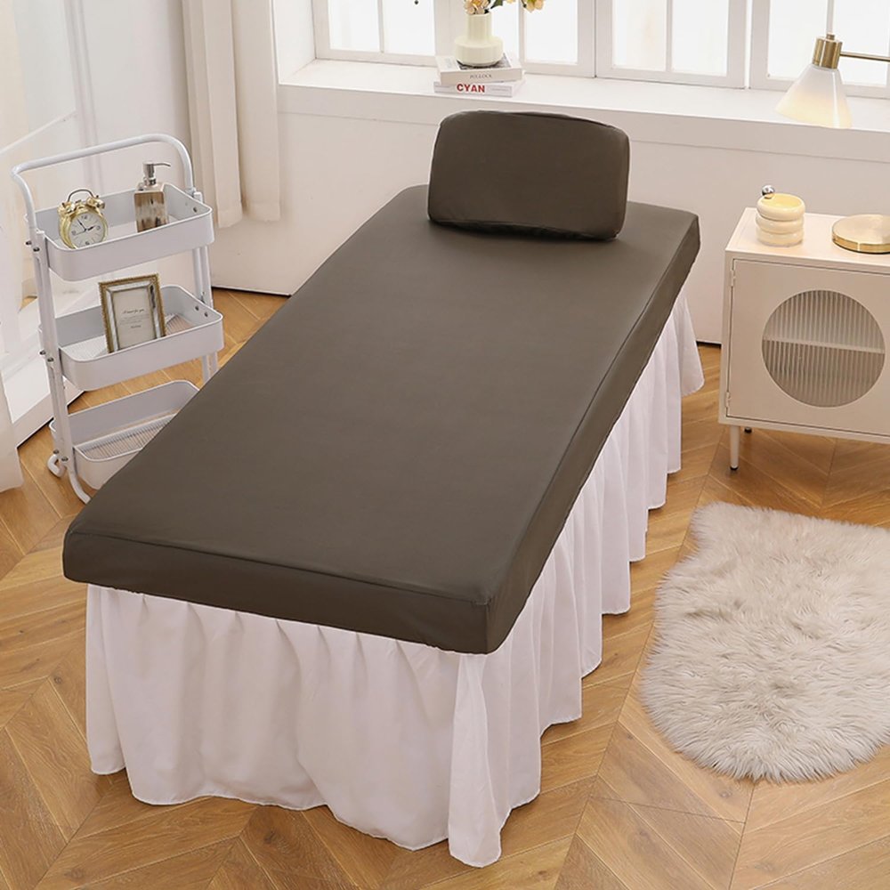LDLCYCN Brown,80 * 190cm, Waterproof Massage Bed Cover PU Leather Oilproof Massage Table Fitted Sheet with Elastic Band All-Round Wrap Spa Bed Cover for Grafting Eyelash Bed Massage SPA Beauty