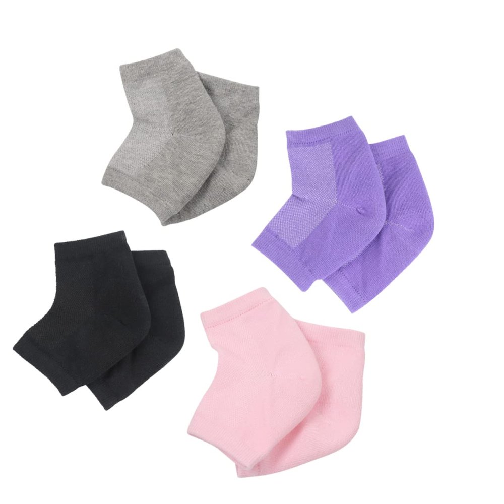 Beaupretty 4pairs Unisex Breathable Ankle Socks Moisturizing Gel for Heel Protection Grey