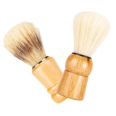 BAZEITFLOW 2pcs Wooden Handle Shaving Brush Set Natural Boar Bristle Beard Brush for Men for Shaving Cream Application and Grooming Accessories