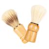 BAZEITFLOW 2pcs Wooden Handle Shaving Brush Set Natural Boar Bristle Beard Brush for Men for Shaving Cream Application and Grooming Accessories view 1