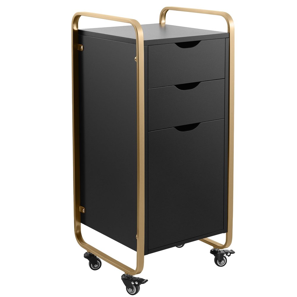 Beauty Salon Trolley Cart, Rolling Salon Station for Hair Stylist with 360 Wheels, SalonTable with 3 Drawers, Stylist Storage Cabinet for Spa Hair Barbershop Equipment