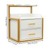 Wall Mount Salon Station, Floating Salon Wall Storage Cabinet, Beauty Barber Stations with 2 Storage Drawers & Hair Dryer Stand, Hair Cutting Station for Stylist Beauty Shops Home (Gold+White) view 2
