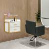 Wall Mount Salon Station, Floating Salon Wall Storage Cabinet, Beauty Barber Stations with 2 Storage Drawers & Hair Dryer Stand, Hair Cutting Station for Stylist Beauty Shops Home (Gold+White) view 3
