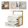 Wall Mount Salon Station, Floating Salon Wall Storage Cabinet, Beauty Barber Stations with 2 Storage Drawers & Hair Dryer Stand, Hair Cutting Station for Stylist Beauty Shops Home (Gold+White) view 4