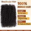 Afro Kinkys Bulk Human Hair 30g/bundle For Braiding Dreadlock Extensions Create Repair Braid Micro Twist Afro Kinky Curly Human Hair Locs Extensions Natural Black 12+12+12 3bundles/pack view 3