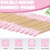 Heigble 5000 Count Bamboo Cotton Swabs Double Buds Organic Cotton Swabs with Tips for Ears Sterile Tipped Applicator Makeup Swab Daily Makeup Eye Cleaning(Round,Pink) view 2