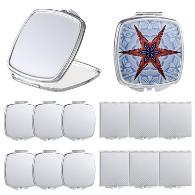 12 Pack Sublimation Mirrors for Makeup, DIY Customizable Double-Sided Travel Mirrors with 2X Magnification, Compact Pocket-Sized Design