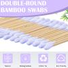 Heigble 5000 Count Bamboo Cotton Swabs Double Buds Organic Cotton Swabs with Tips for Ears Sterile Tipped Applicator Makeup Swab Daily Makeup Eye Cleaning(Round,Purple) view 2