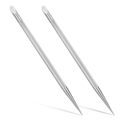 2 PCS Nail Cleaning Cuticle Stick, Stainless Steel, Cuticle Pusher Remover Dead Skin Polish Peeler Cutter, Professional Pedicure Nail Art Care Portable Nails Cleaning Tool for Fingernails Toenails