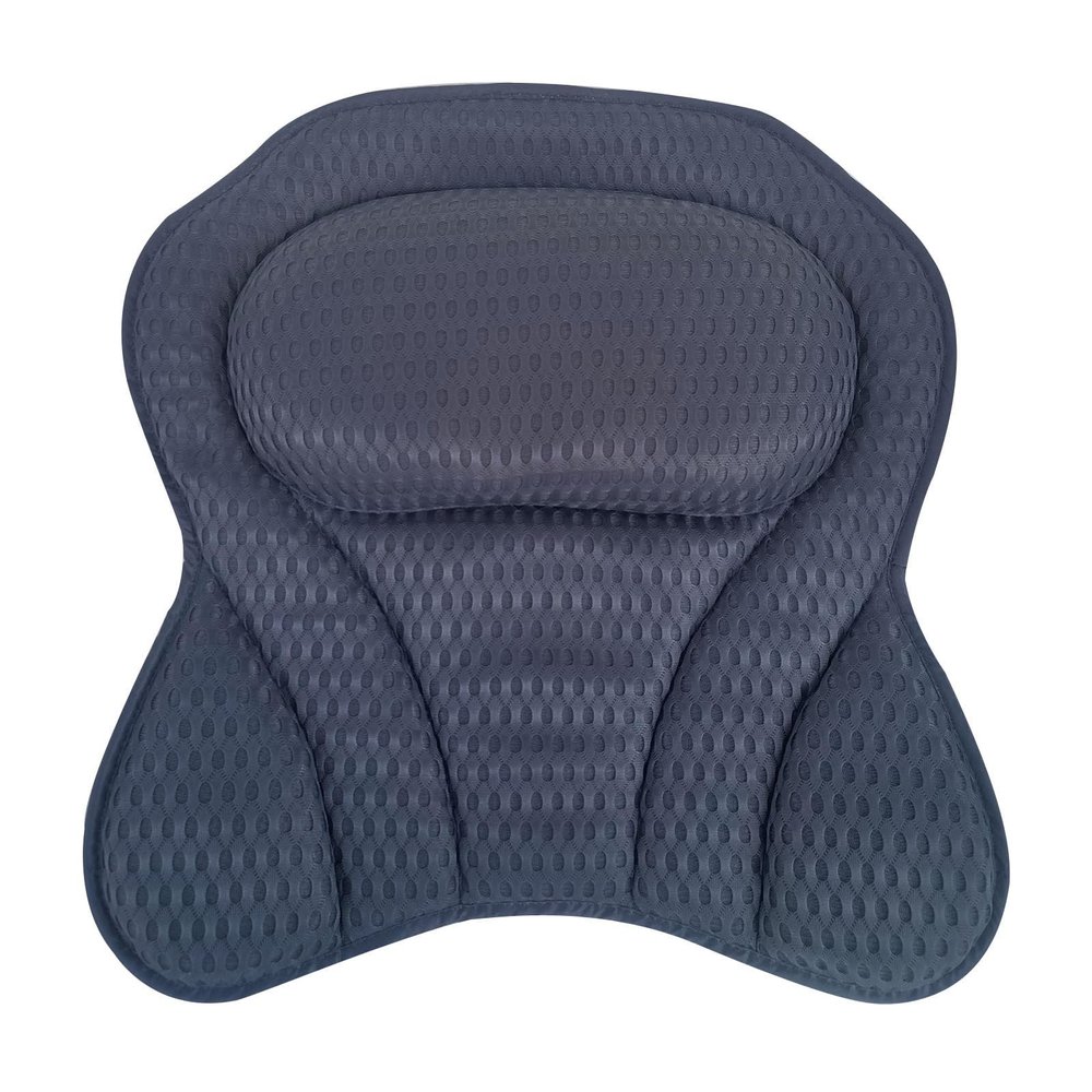 Bathtub Pillow for Neck/Back/Shoulder Support, 6 Non-Slip Suction Cups and Hooks and Soft 4d Breathable Mesh Fabric, Machine Washable Breathable Mesh Quick-Dry Pillow Spa Accessory Gray,Grey1