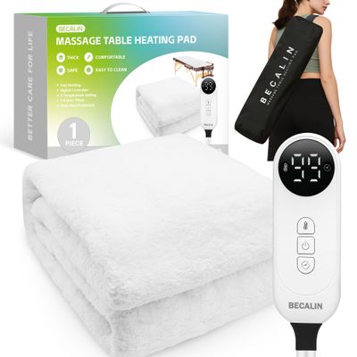 Massage Table Warmer Heating Pad Massage Bed Warmer Pad with 9 Hours Timer, 9 Heat Settings, Overheat Protection for Massage Bed & Spa, Thickened & Soft Fleece, 30" x 71", with Portable Storage Bag