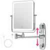 Wall Mounted Lighted Makeup Mirror, Rectangle Double Sided 1X/7X Magnifying Bathroom Height Adjustable Mirror, Rechargeable 3 Color and Dimmable Lights, Extended Arm 360 Rotation Shaving Vanity Mirror view 1